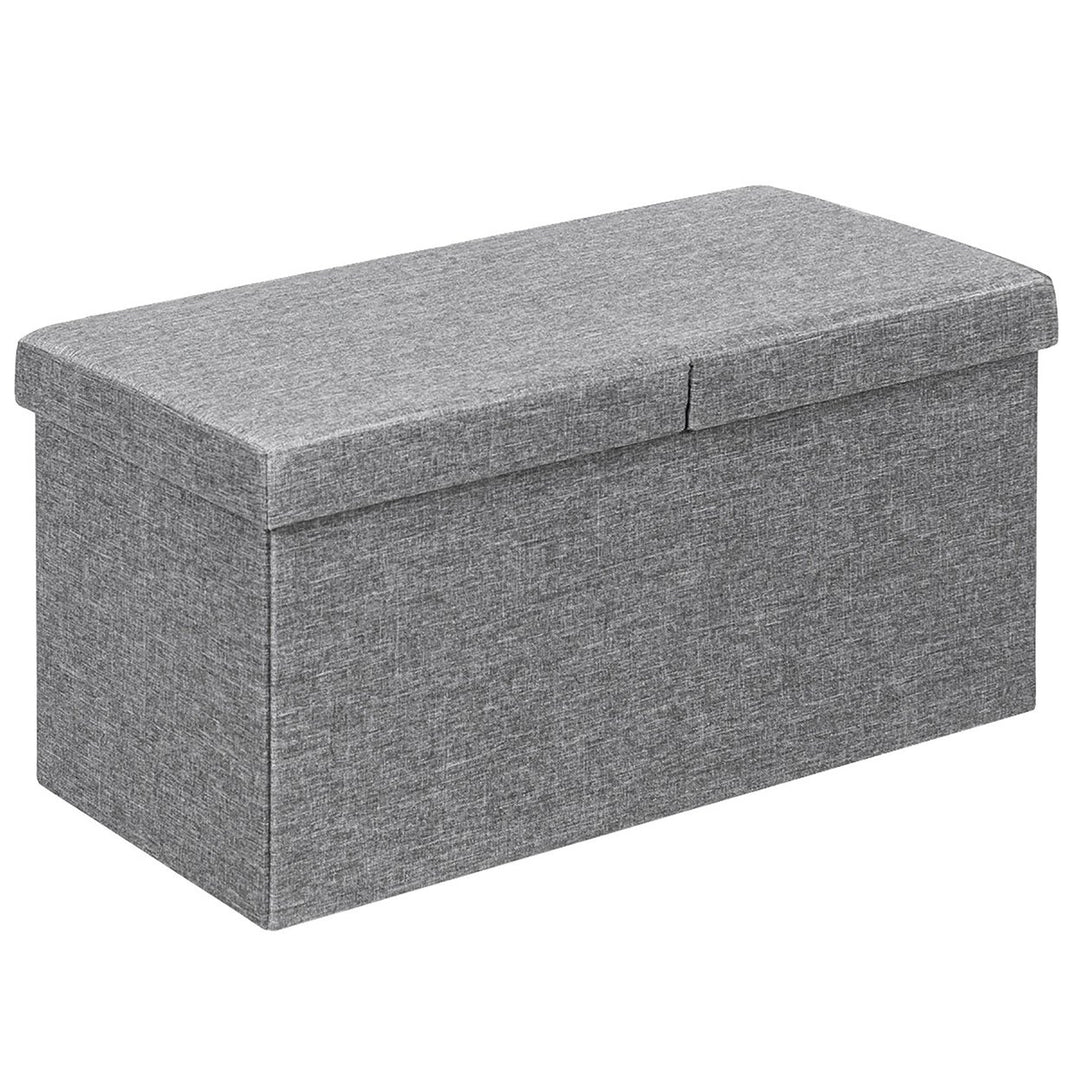 Costway 30 Folding Storage Ottoman W/Lift Top Bed End Bench 80L Capacity Light Grey\Dark Grey Image 1