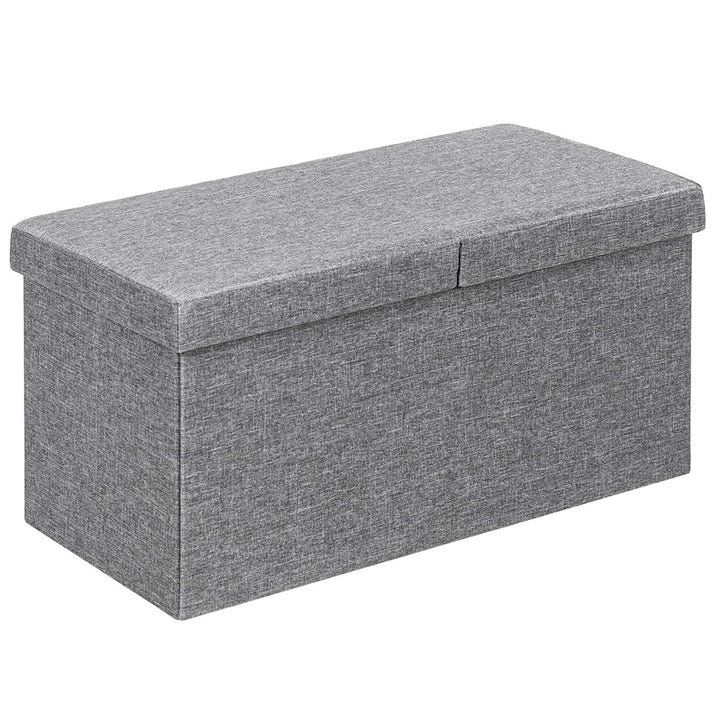 Costway 30 Folding Storage Ottoman W/Lift Top Bed End Bench 80L Capacity Light Grey\Dark Grey Image 1