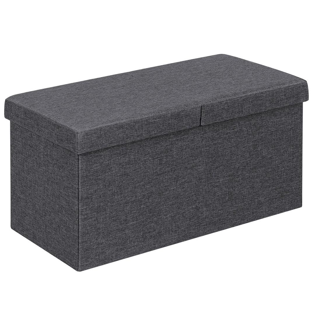 Costway 30 Folding Storage Ottoman W/Lift Top Bed End Bench 80L Capacity Light Grey\Dark Grey Image 4