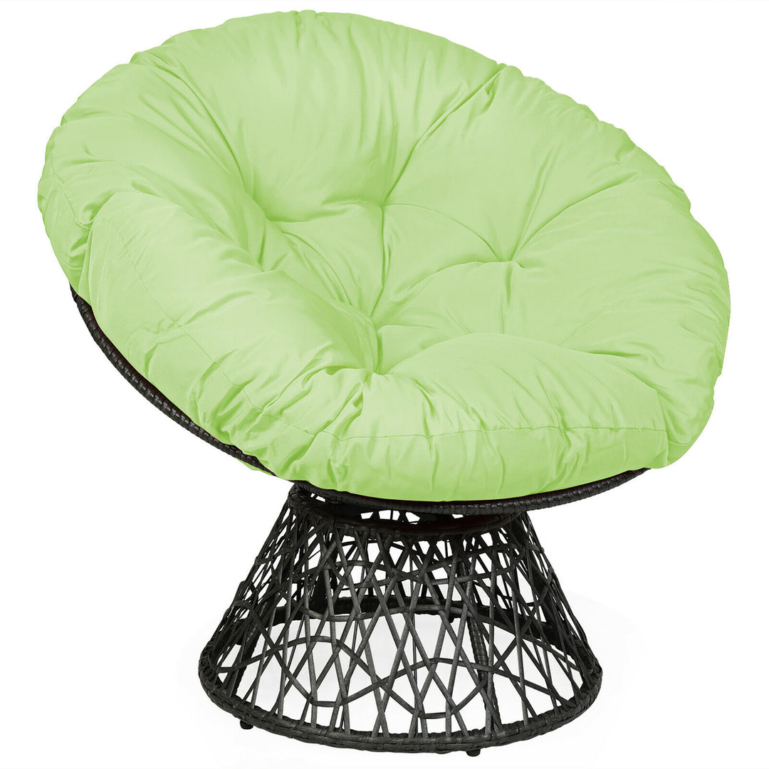 Costway Rattan Papasan Chair Ergonomic Chair 360-degree Swivel Soft Cushion Garden Red\ Black\Green Image 4