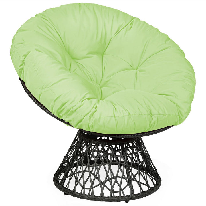 Costway Rattan Papasan Chair Ergonomic Chair 360-degree Swivel Soft Cushion Garden Red\ Black\Green Image 1