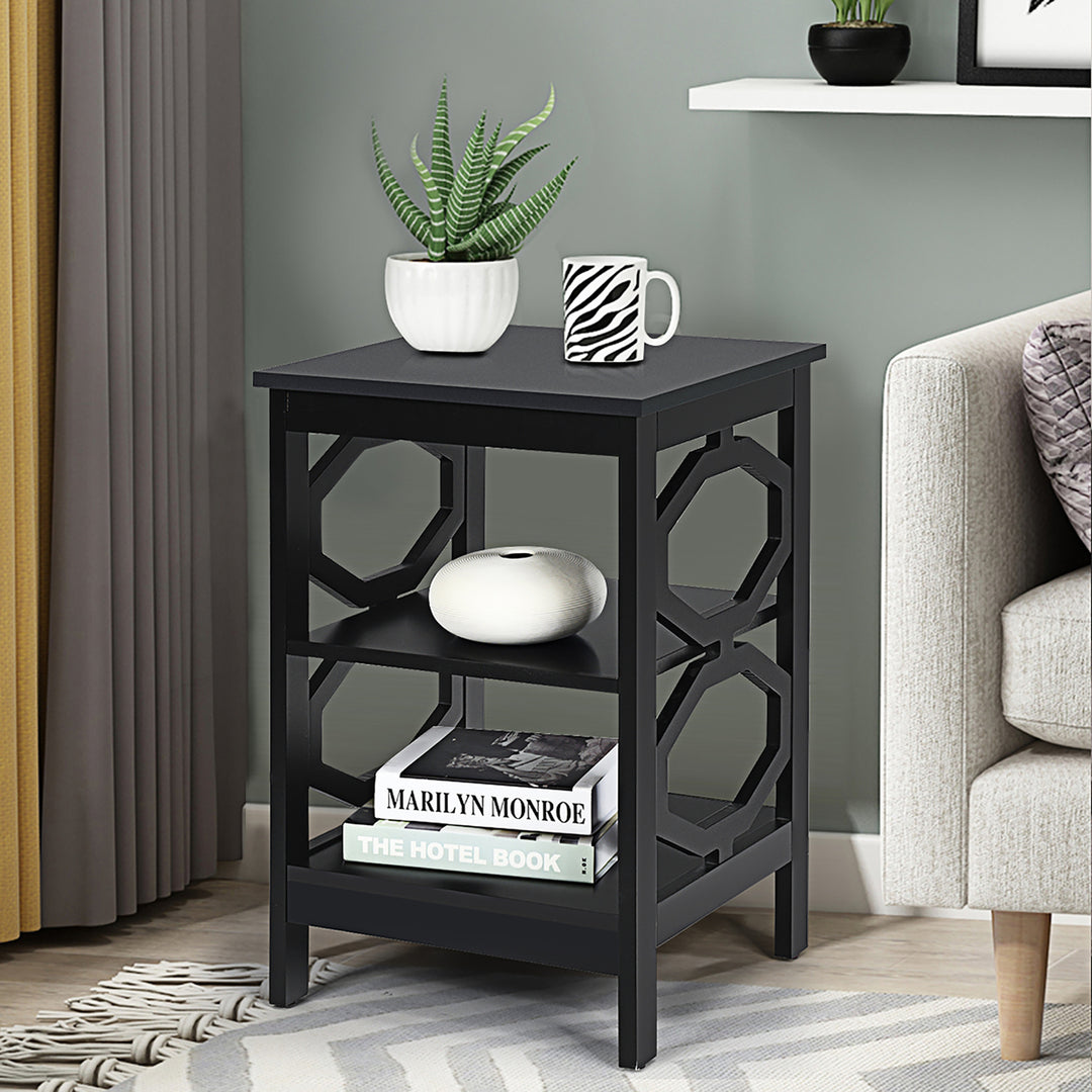 Costway 3-tier Nightstand Sofa Side End Accent Table Storage Display Shelf White\Black\Espresso\Grey Image 2