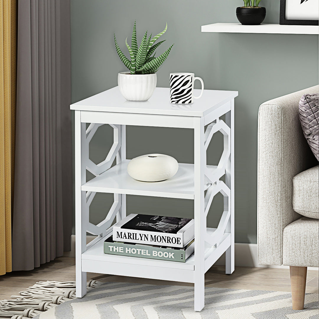 Costway 3-tier Nightstand Sofa Side End Accent Table Storage Display Shelf White\Black\Espresso\Grey Image 3