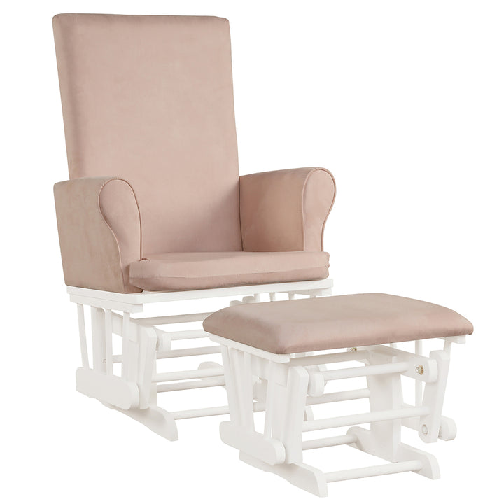 Costway Baby Nursery Relax Rocker Rocking Chair Glider and Ottoman Set w/Cushion Grey/Brown/Pink Image 5