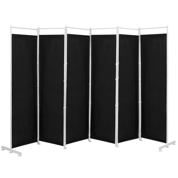 Costway 6-Panel Room Divider Folding Privacy Screen w/Steel Frame Decoration Brown\Black Image 1