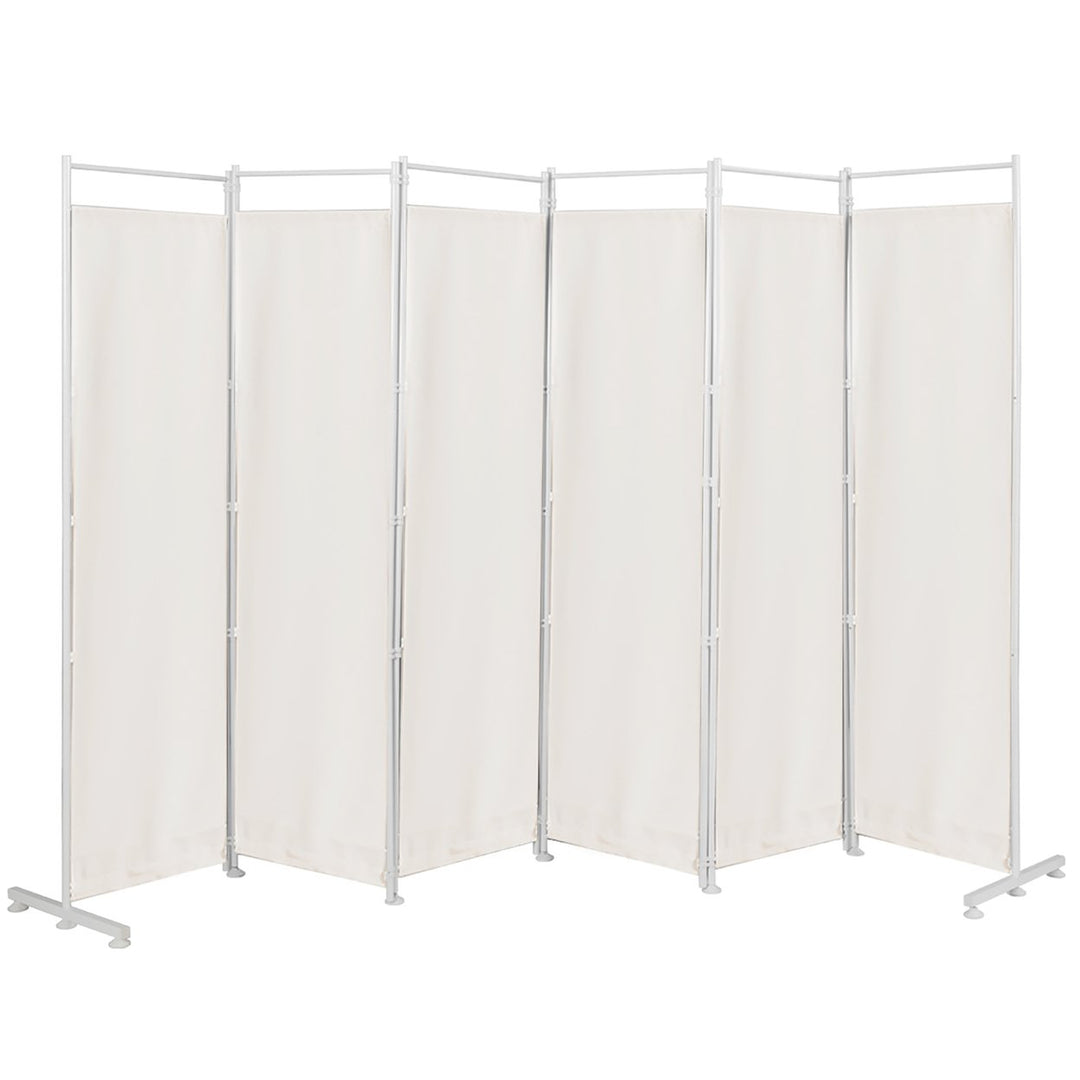 Costway 6-Panel Room Divider Folding Privacy Screen w/Steel Frame Decoration Brown\Black Image 1