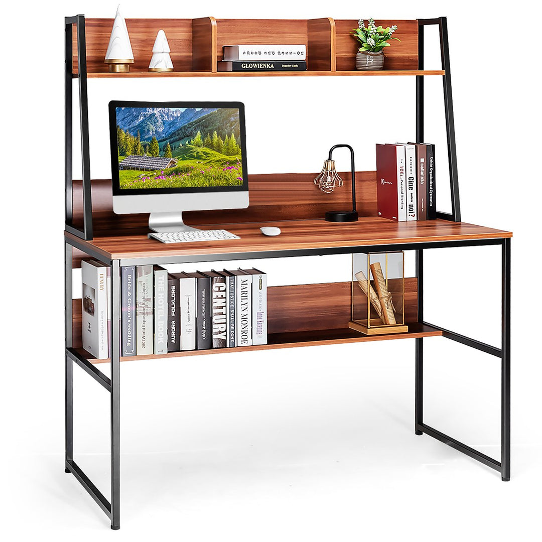 Costway 47 Computer Desk w/ 3 Storage Cubes and Open Bookcase Home Office Image 1