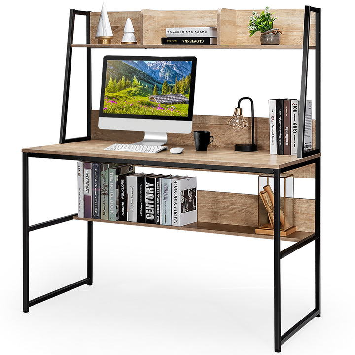 Costway 47 Computer Desk w/ 3 Storage Cubes and Open Bookcase Home Office Image 6