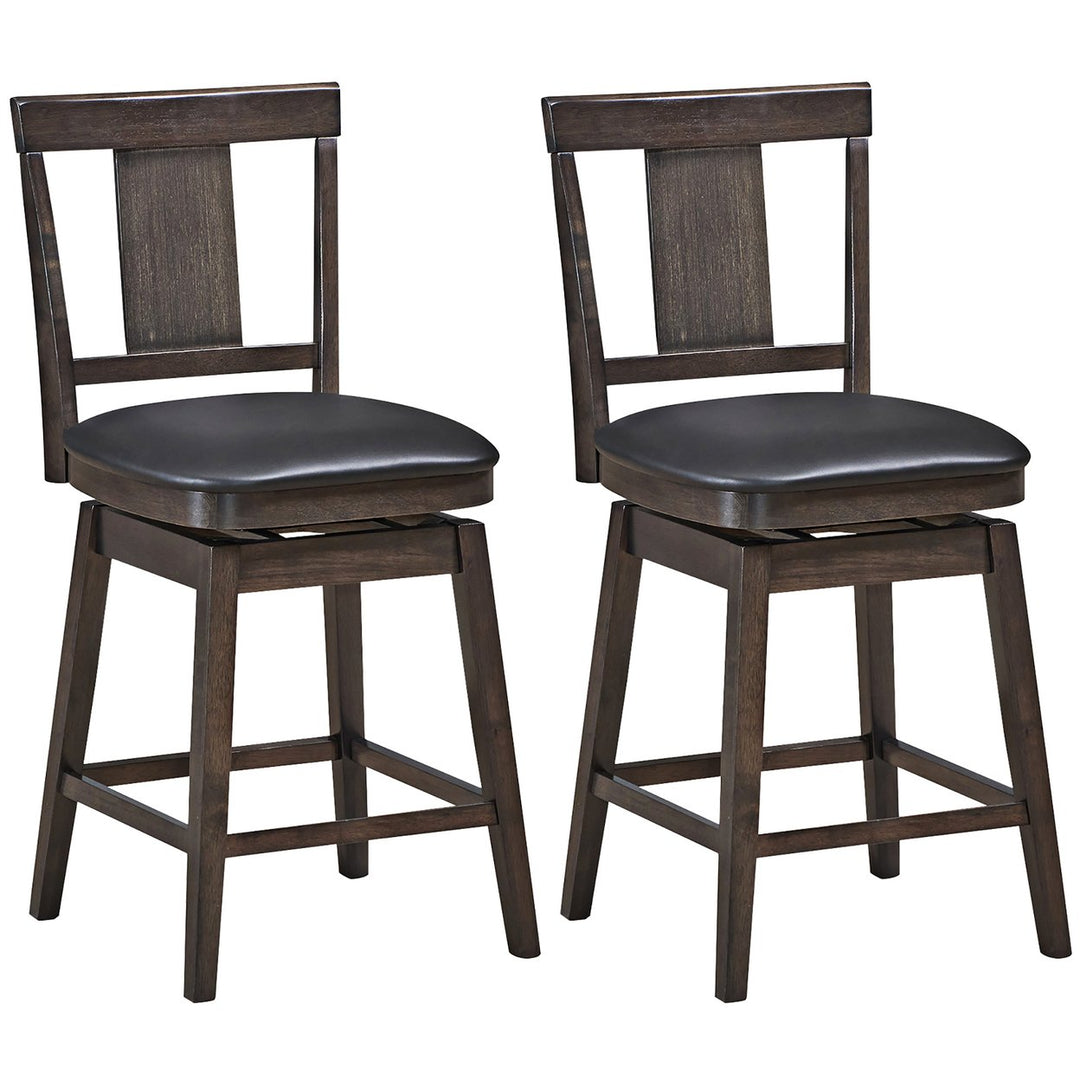 1PC\2PCS\3PCS\4PCS Swivel Bar Stool 24 inch Upholstered Counter Height Bar Chair w/Rubber Wood Legs Image 2