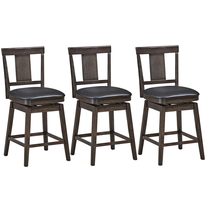 1PC\2PCS\3PCS\4PCS Swivel Bar Stool 24 inch Upholstered Counter Height Bar Chair w/Rubber Wood Legs Image 3