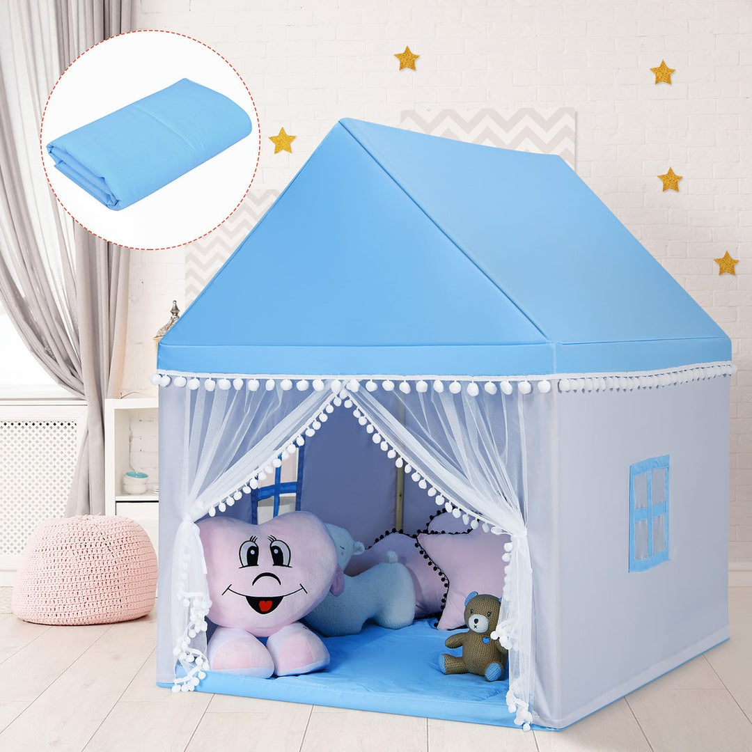 Costway Kids Play Tent Large Playhouse Children Play Castle Fairy Tent Gift w/ Mat Pink\Blue Image 1