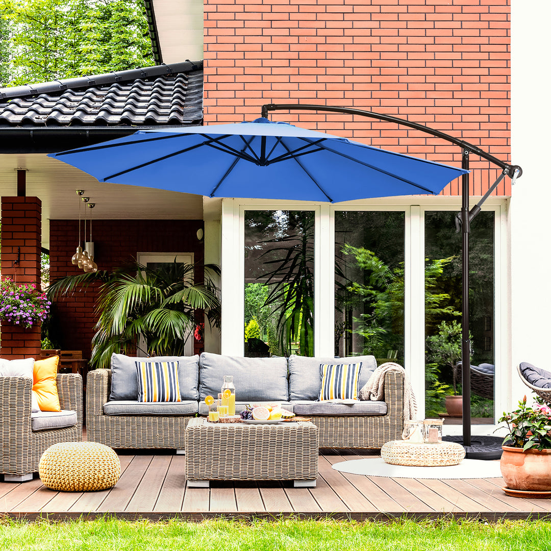 Costway 10FT Patio Offset Hanging Umbrella Easy Tilt Adjustment 8 Ribs Backyard Burgundy\Beige\Tan\Blue Image 2