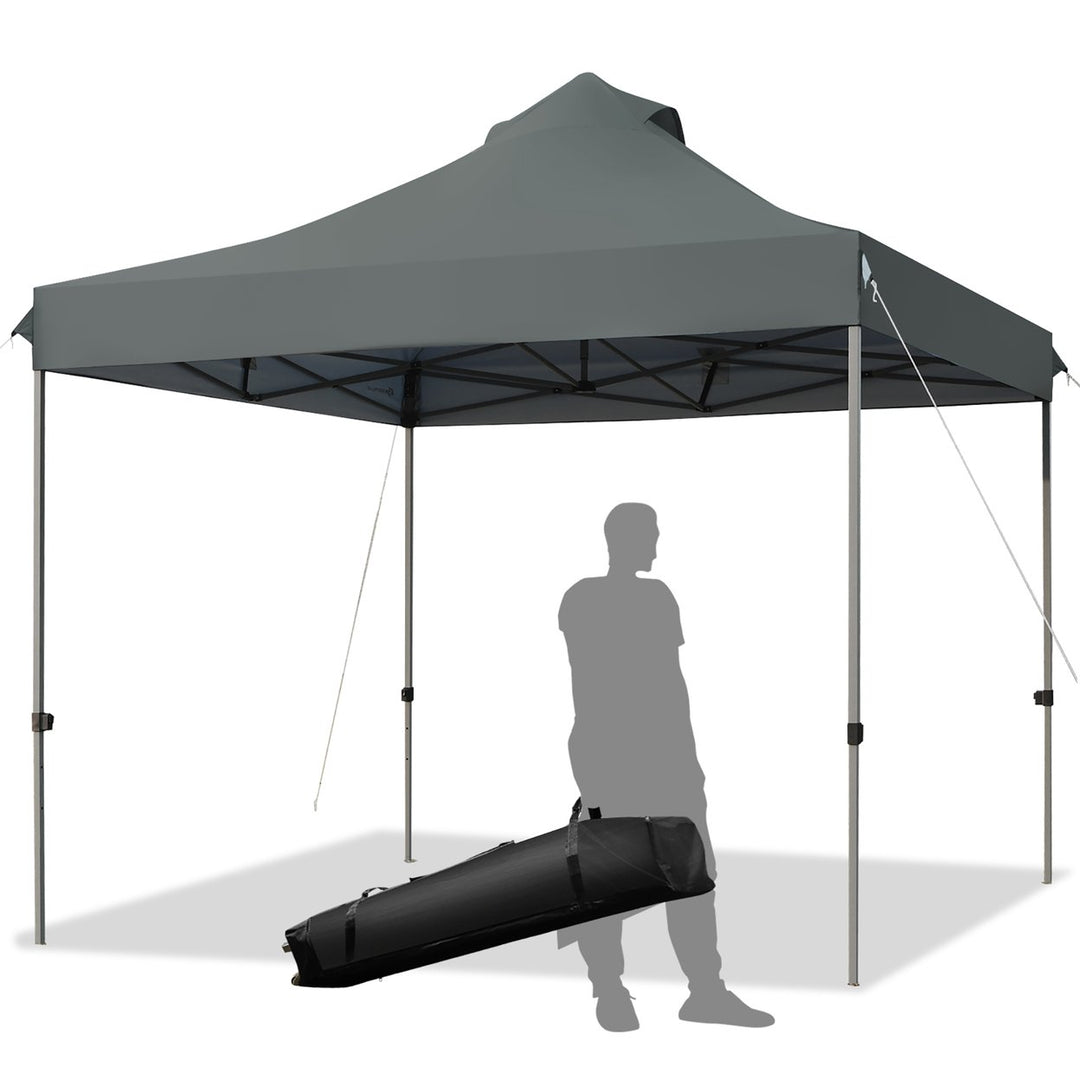 Costway 10 x 10 Portable Pop Up Canopy Event Party Tent Adjustable W/Roller Bag White/Blue/Grey Image 1