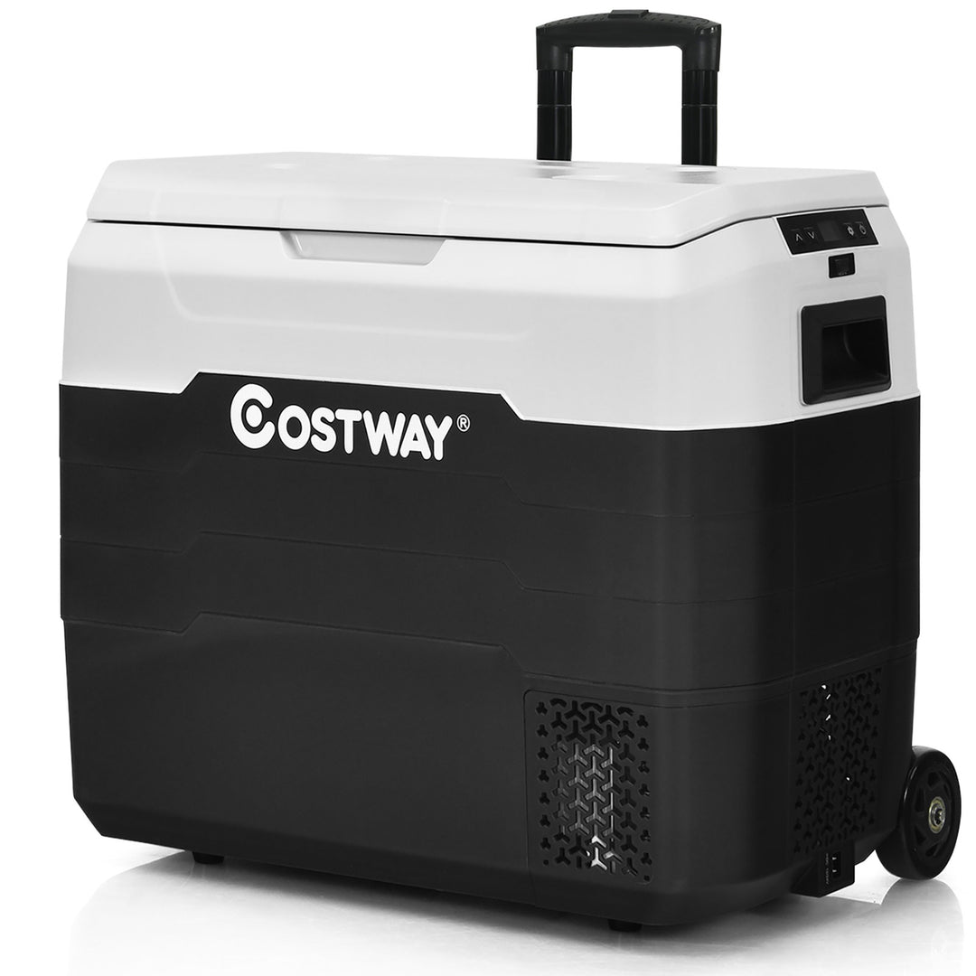 Costway 42 QT Portable Car Refrigerator Dual-Zone Car Cooler White\Gray Image 1