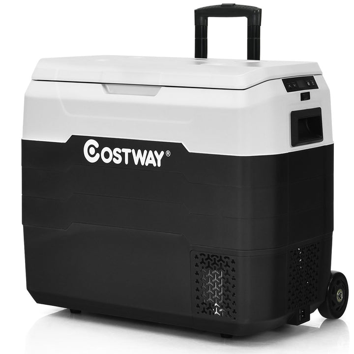 Costway 53 QT Portable Car Refrigerator Dual-Zone Car Cooler for RVs White\Gray Image 1