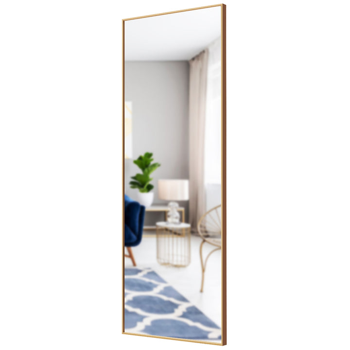 Costway 59Full Length Body Mirror Aluminum Frame Leaning Hanging Dressing Mirror Image 1