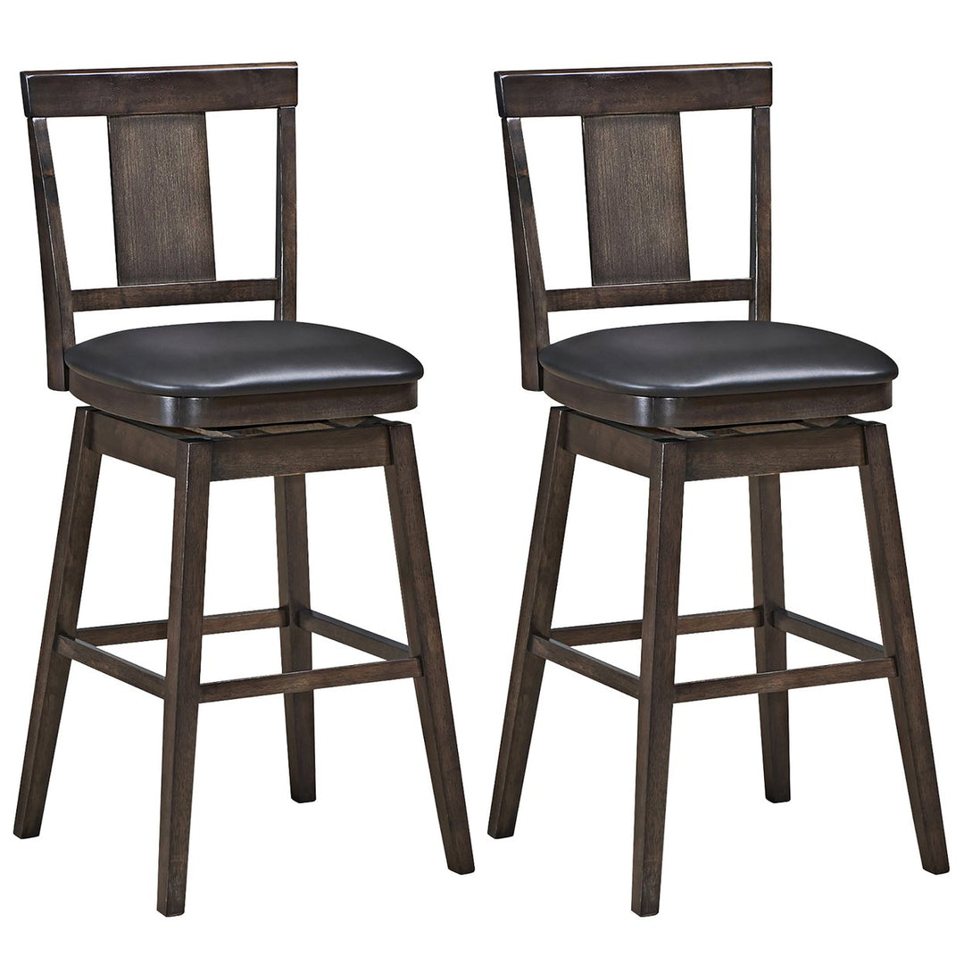 1PC\2PCS\3PCS\4PCS Swivel Bar Stool 29 inch Upholstered Pub Height Bar Chair with Rubber Wood Leg Image 1