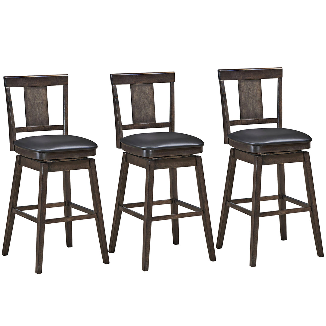 1PC\2PCS\3PCS\4PCS Swivel Bar Stool 29 inch Upholstered Pub Height Bar Chair with Rubber Wood Leg Image 3