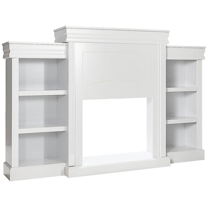 Costway 70 Fireplace TV Stand Modern Media Entertainment Center Bookcase White\Black Image 1