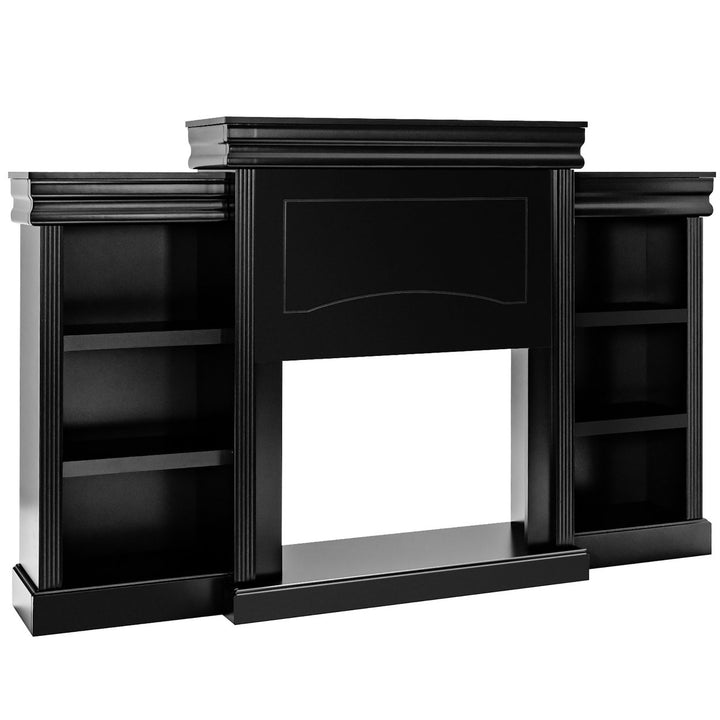 Costway 70 Fireplace TV Stand Modern Media Entertainment Center Bookcase White\Black Image 1