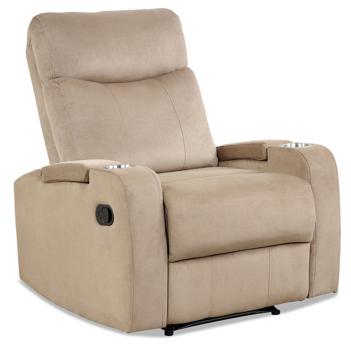 Costway Recliner Chair Single Sofa Lounger with Arm Storage and Cup Holder Coffee\Grey\Brown Image 1