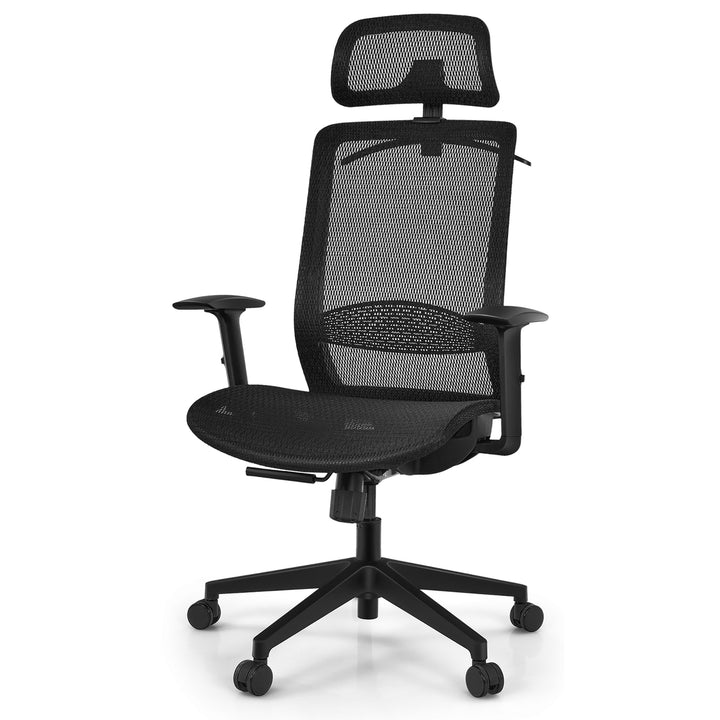 Costway Ergonomic High Back Mesh Office Chair Recliner Task Chair w/Hanger Grey\Black Image 4