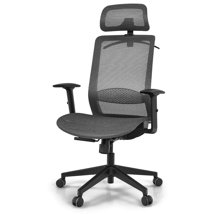 Costway Ergonomic High Back Mesh Office Chair Recliner Task Chair w/Hanger Grey\Black Image 5