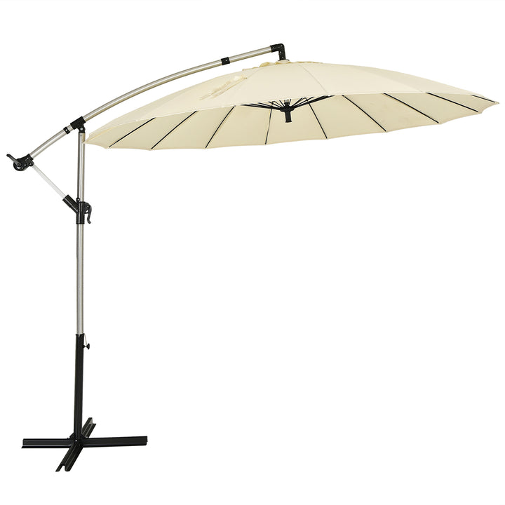 Costway 10ft Patio Offset Umbrella W/ Crank and Cross Base Aluminum Image 2