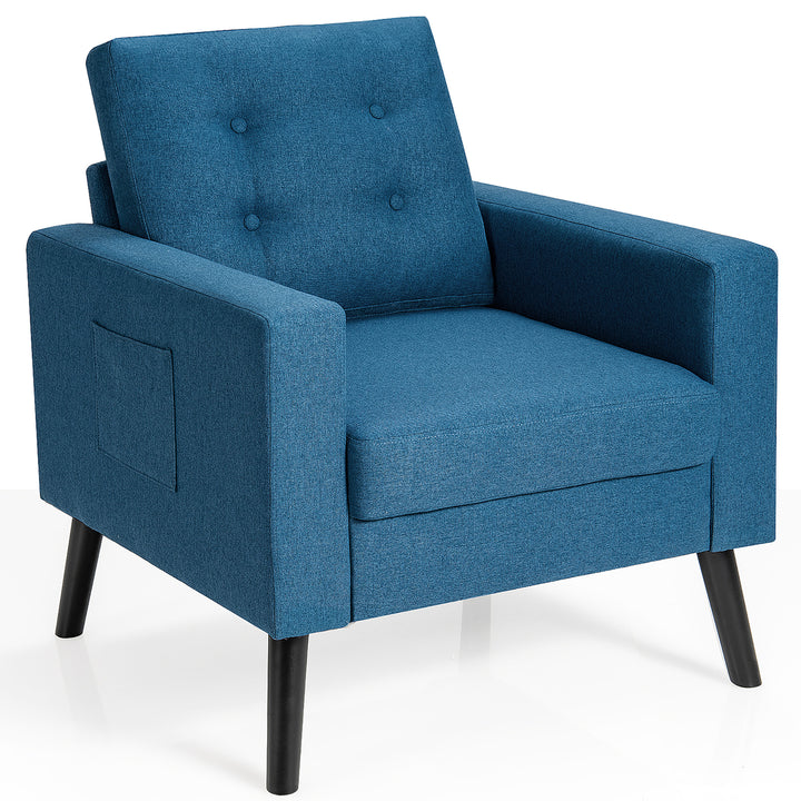 Modern Accent Armchair Upholstered Single Sofa Chair w/ 2-Side Pockets Navy\Beige\Grey Image 5