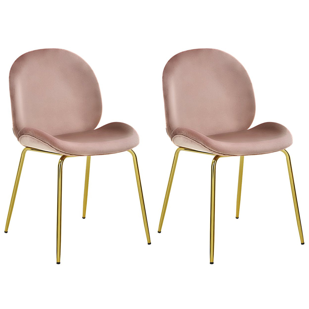 Costway Set of 2 Velvet Accent Chairs Dining Side Chairs w/Gold Metal Legs Pink/Beige/Green/Grey Image 1