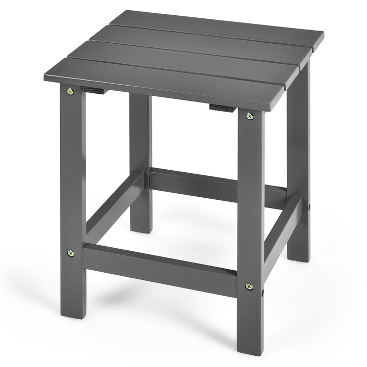 Costway Patio 15" End Side Coffee Table Square Wooden Slat Garden Deck White\Black\Gray Image 5