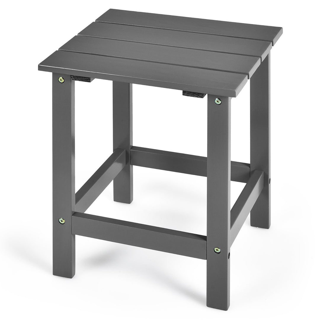 Costway Patio 15" End Side Coffee Table Square Wooden Slat Garden Deck White\Black\Gray Image 1