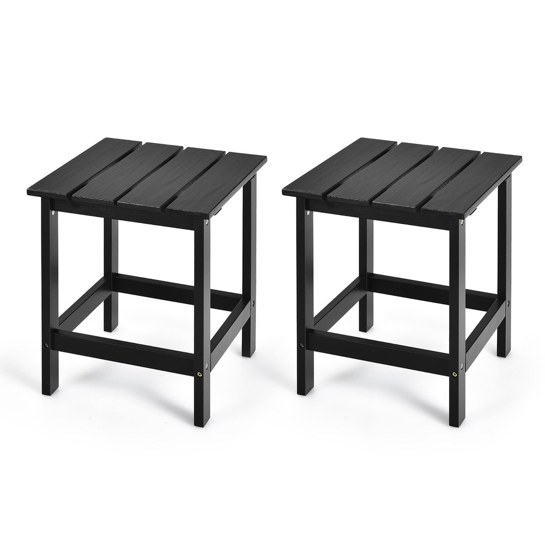 Costway 2 PCS Patio 15 End Side Coffee Table Square Wooden Slat Deck White\Black\Gray Image 1