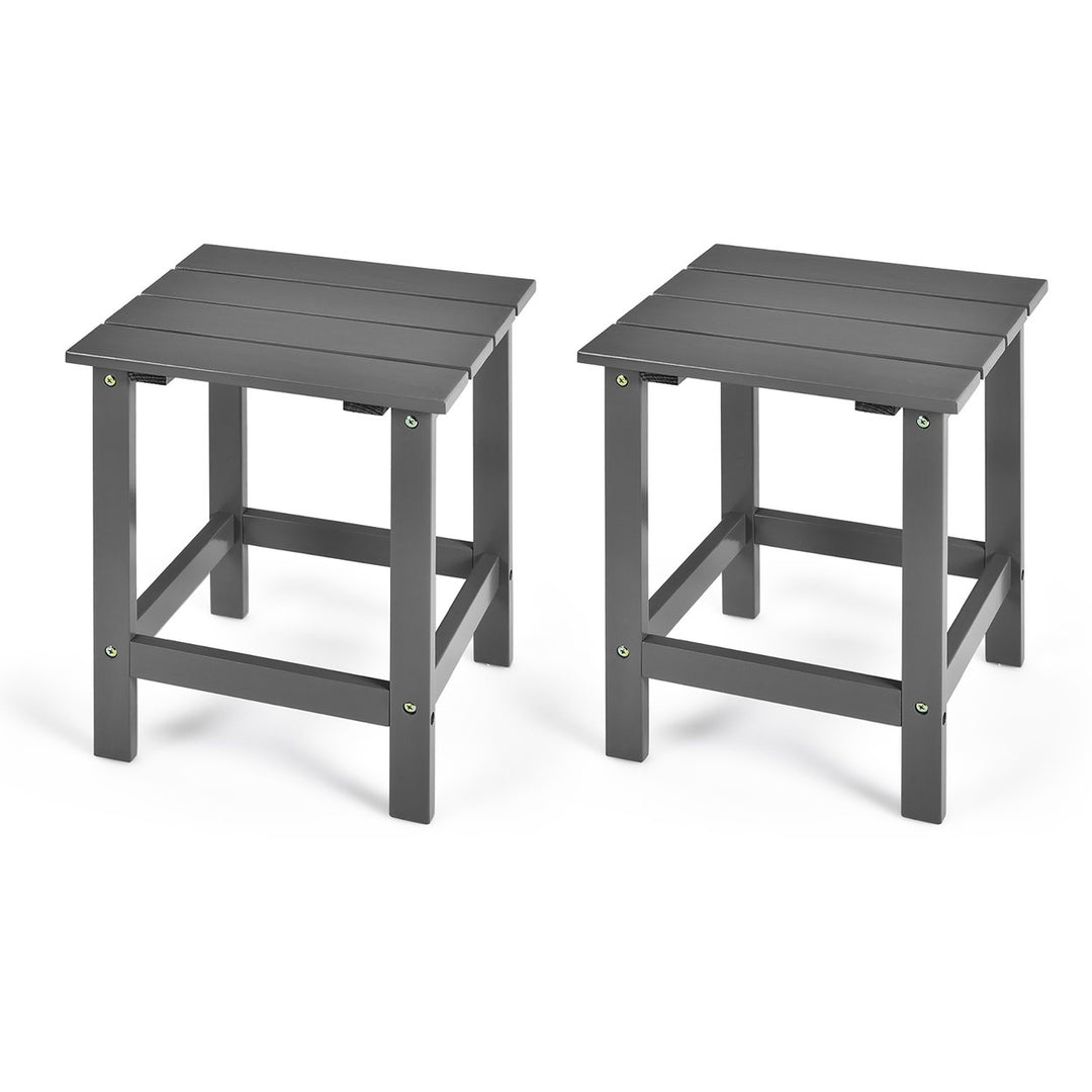 Costway 2 PCS Patio 15 End Side Coffee Table Square Wooden Slat Deck White\Black\Gray Image 1