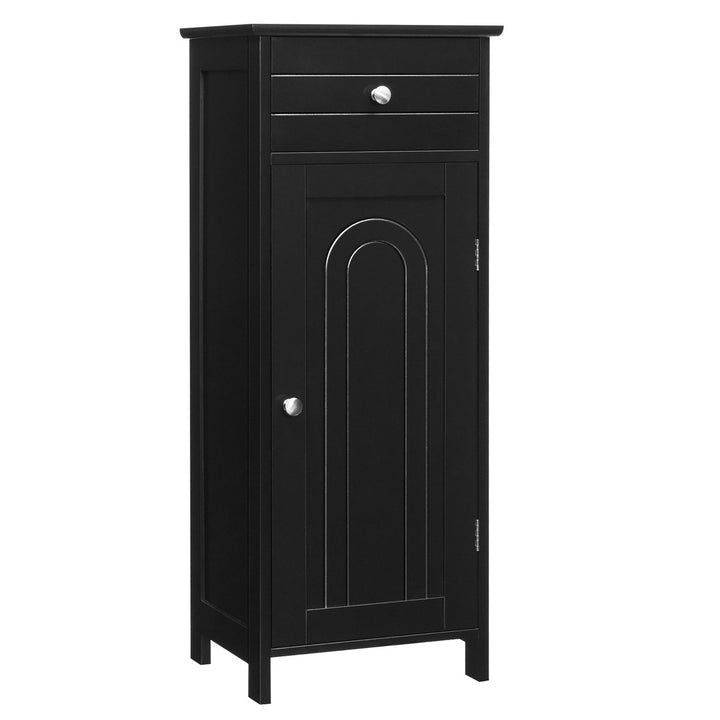 Costway Bathroom Floor Cabinet Storage Organizer Free-Standing w/ Drawer Grey\Black\Brown Image 1