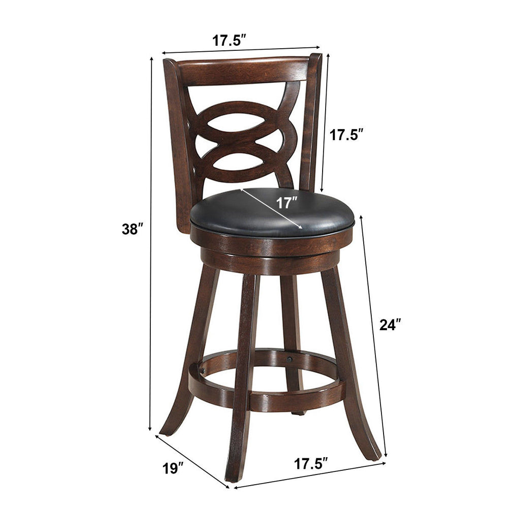 Swivel Stool 24 Counter Height Upholstered Dining Chair Home Kitchen Espresso Image 2