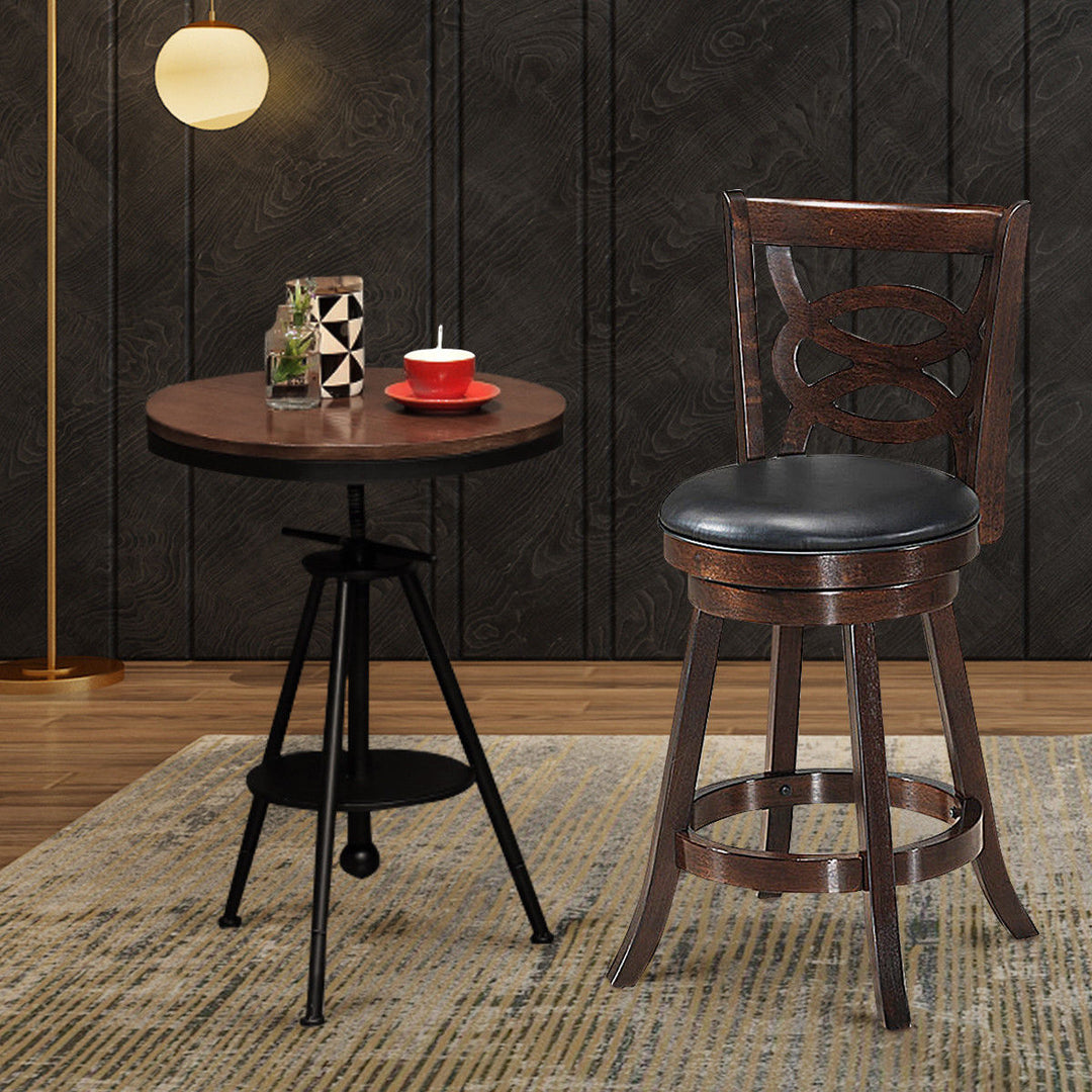 Swivel Stool 24 Counter Height Upholstered Dining Chair Home Kitchen Espresso Image 4