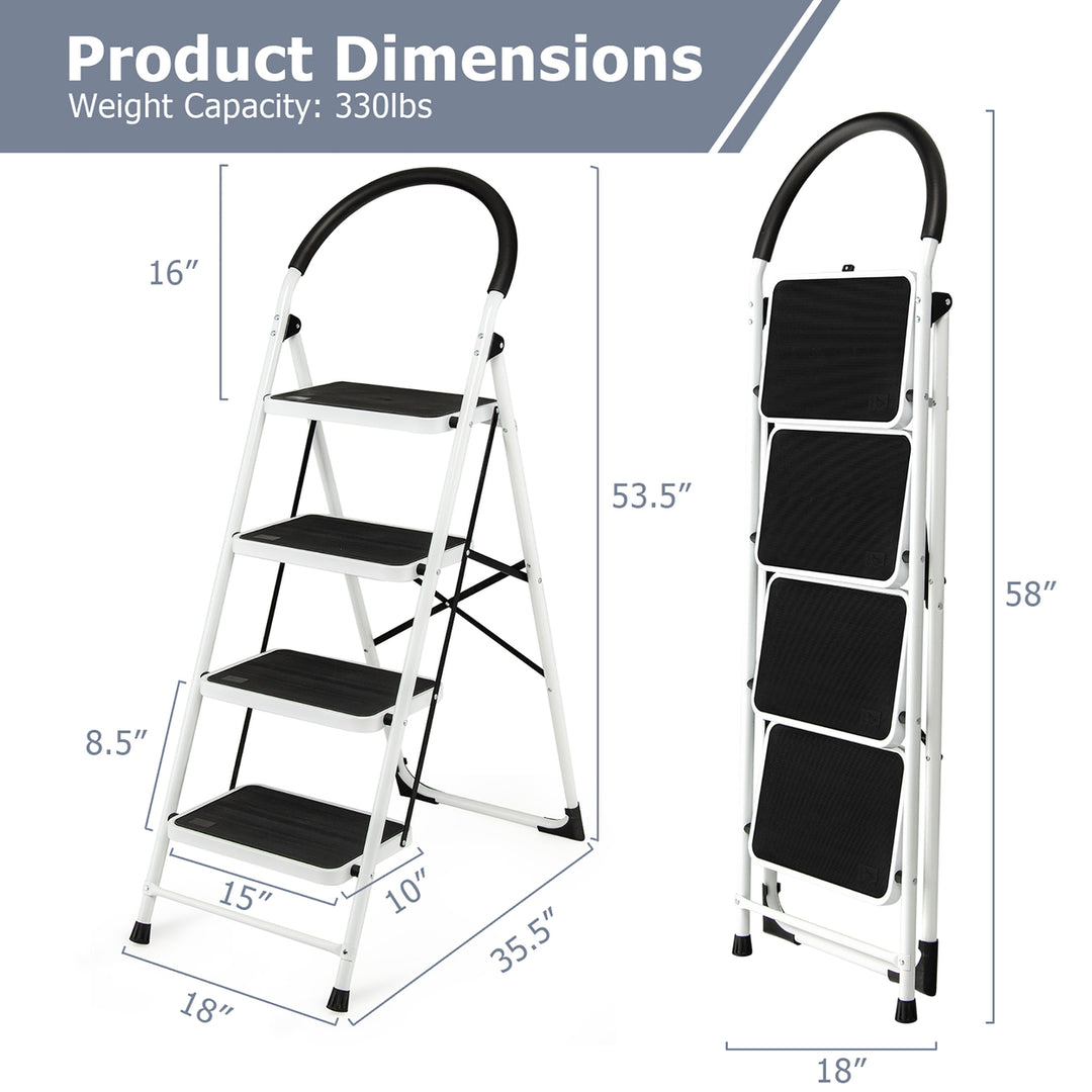 4 Step Ladder Folding Stool Heavy Duty 330Lbs Capacity Industrial Lightweight Image 4