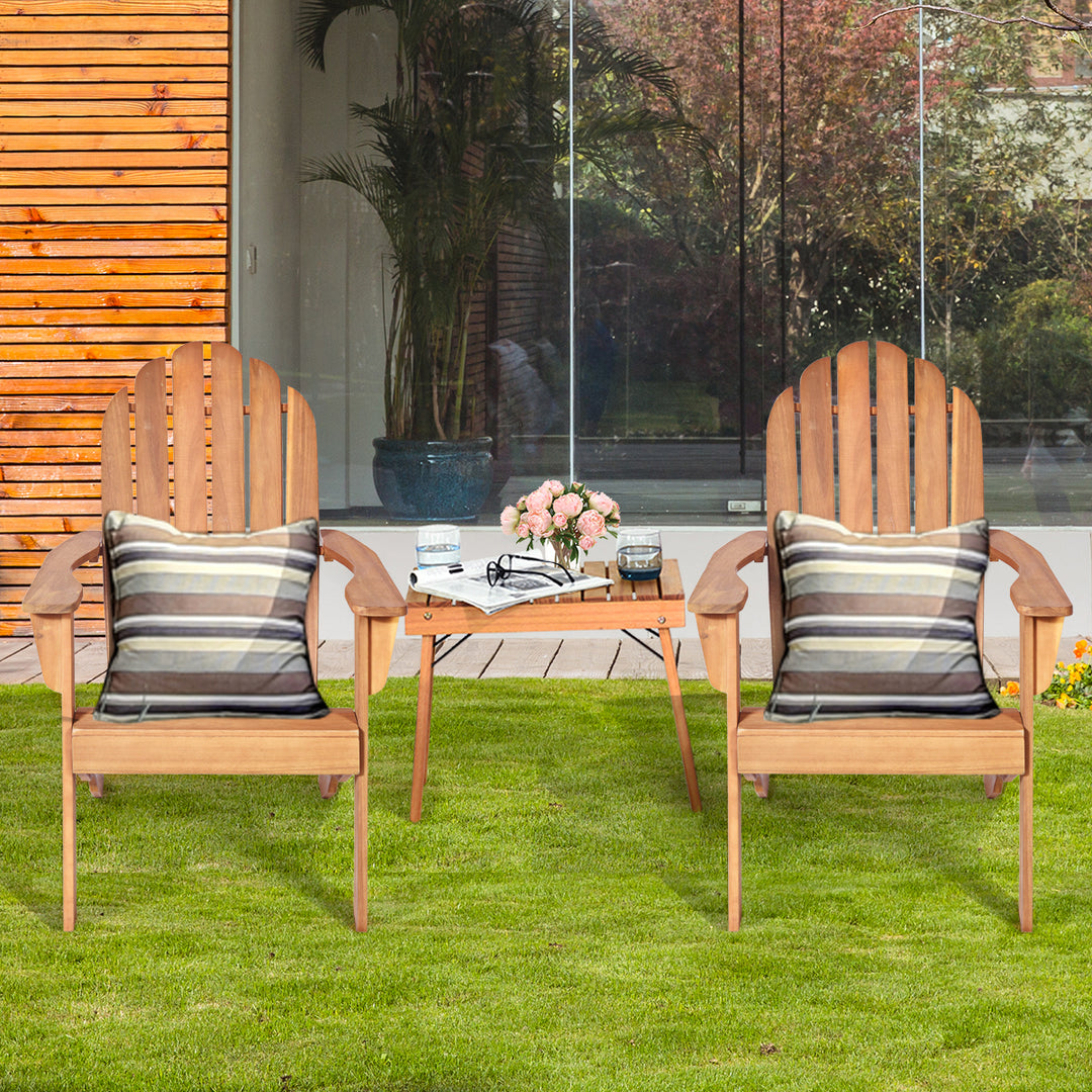 3PCS Patio Adirondack Chair Table Set Garden Deck Furniture Image 3