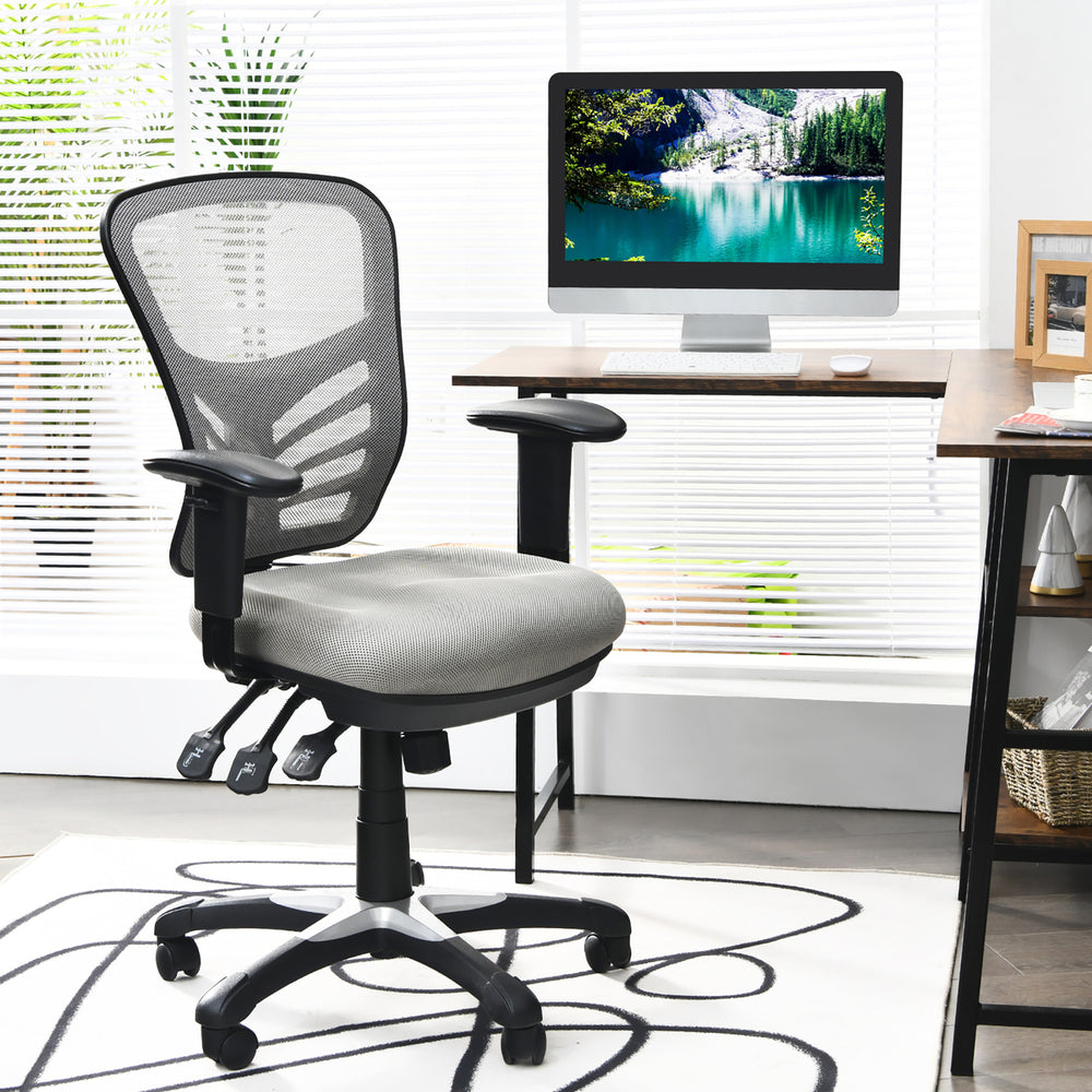 Costway Mesh Office Chair 3-Paddle Computer Desk Chair w/ Adjustable Seat Image 2