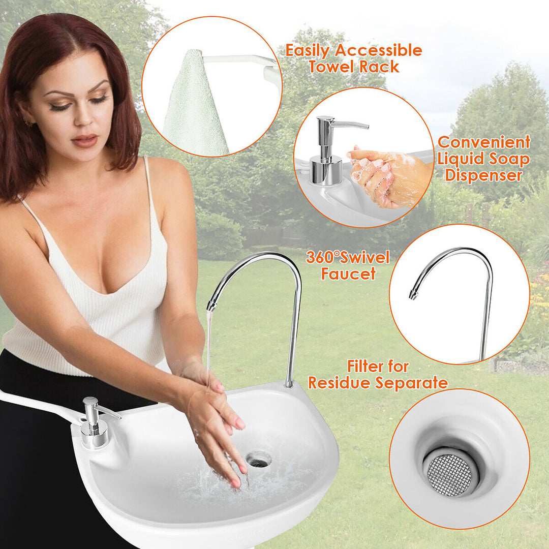 5 Gallon Portable Wash Sink Hand Wash Basin Stand Image 3