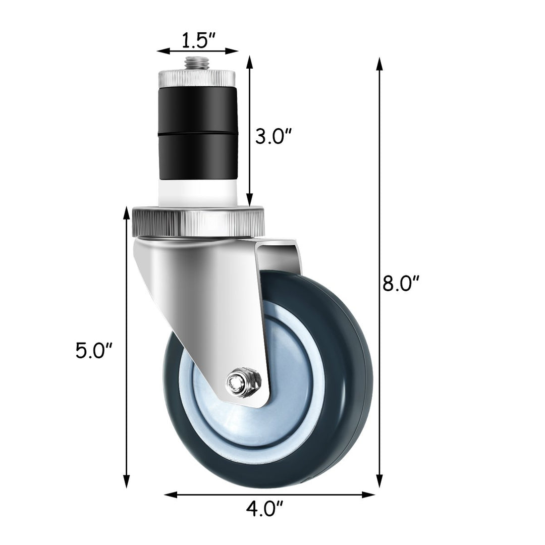 Set of 4 Swivel Caster 4" Kitchen Prep Table Wheel For 1-1/2" ID Tubing w/ Brake Image 2