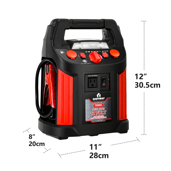 Jump Starter Air Compressor Power Bank Charger w/ LED Light and DC Outlet Image 2