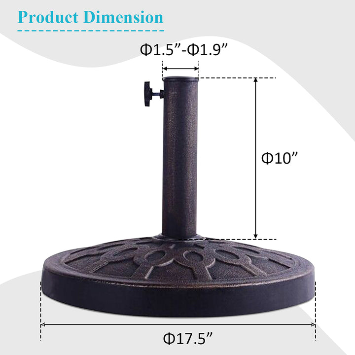 17.5 Umbrella Base Stand Market Patio Standing Outdoor Living Heavy Duty (Round) Image 3