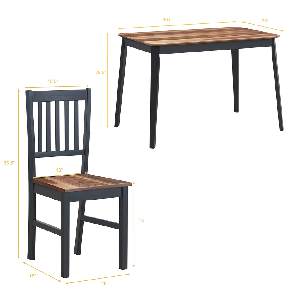 5 Pcs Mid Century Modern Black 29.5 Dining Table Set 4 Chairs W/Wood Legs Kitchen Furniture Image 2