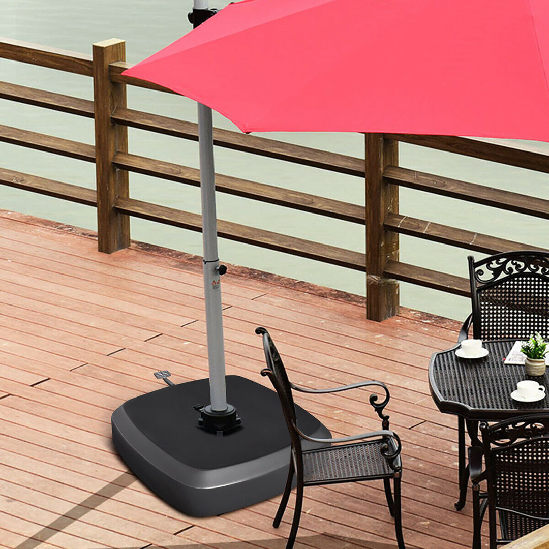 330LBS Umbrella Weight Base Water/Sand Filled Offset Umbrella Foot Pedal W/Wheel Image 4