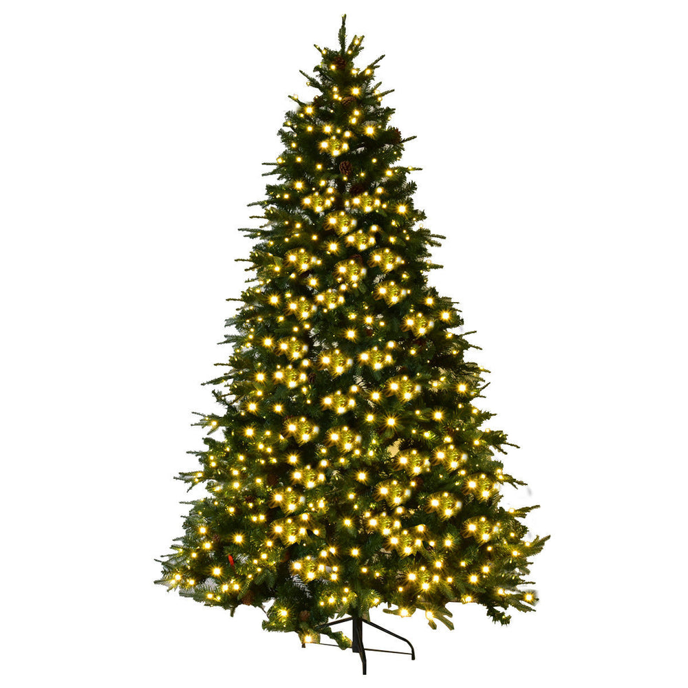 7.5Ft Pre-Lit Artificial Christmas Tree Hinged w/ 540 LED Lights and Pine Cones Image 2