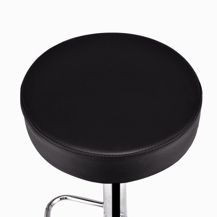 Adjustable Hydraulic Swivel Round Leather Seat Bar Stool Black Image 3