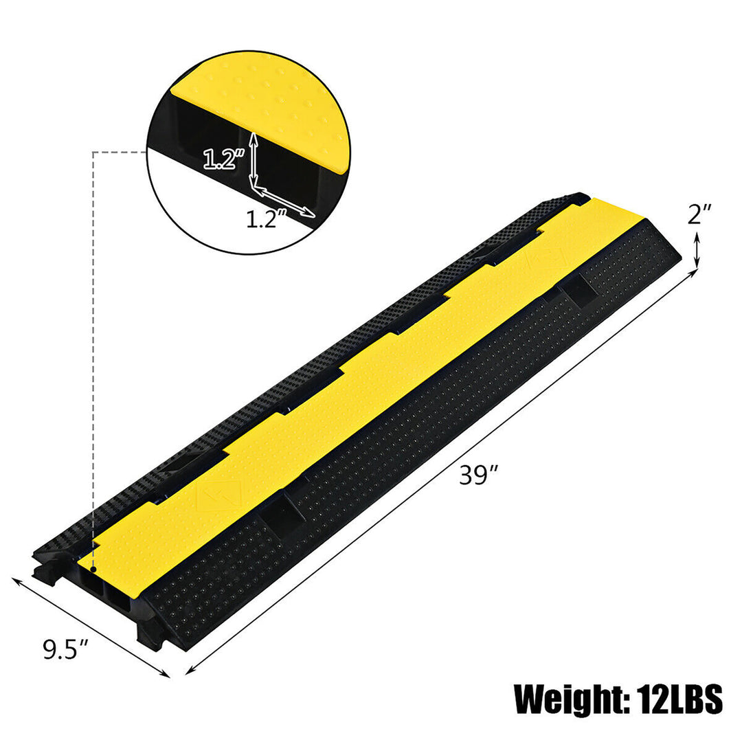 2 Channel Rubber Floor Cable Protectors Traffic Speed Bump w/Flip-Open Top Cover Image 2