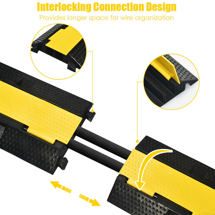 2 Channel Rubber Floor Cable Protectors Traffic Speed Bump w/Flip-Open Top Cover Image 3